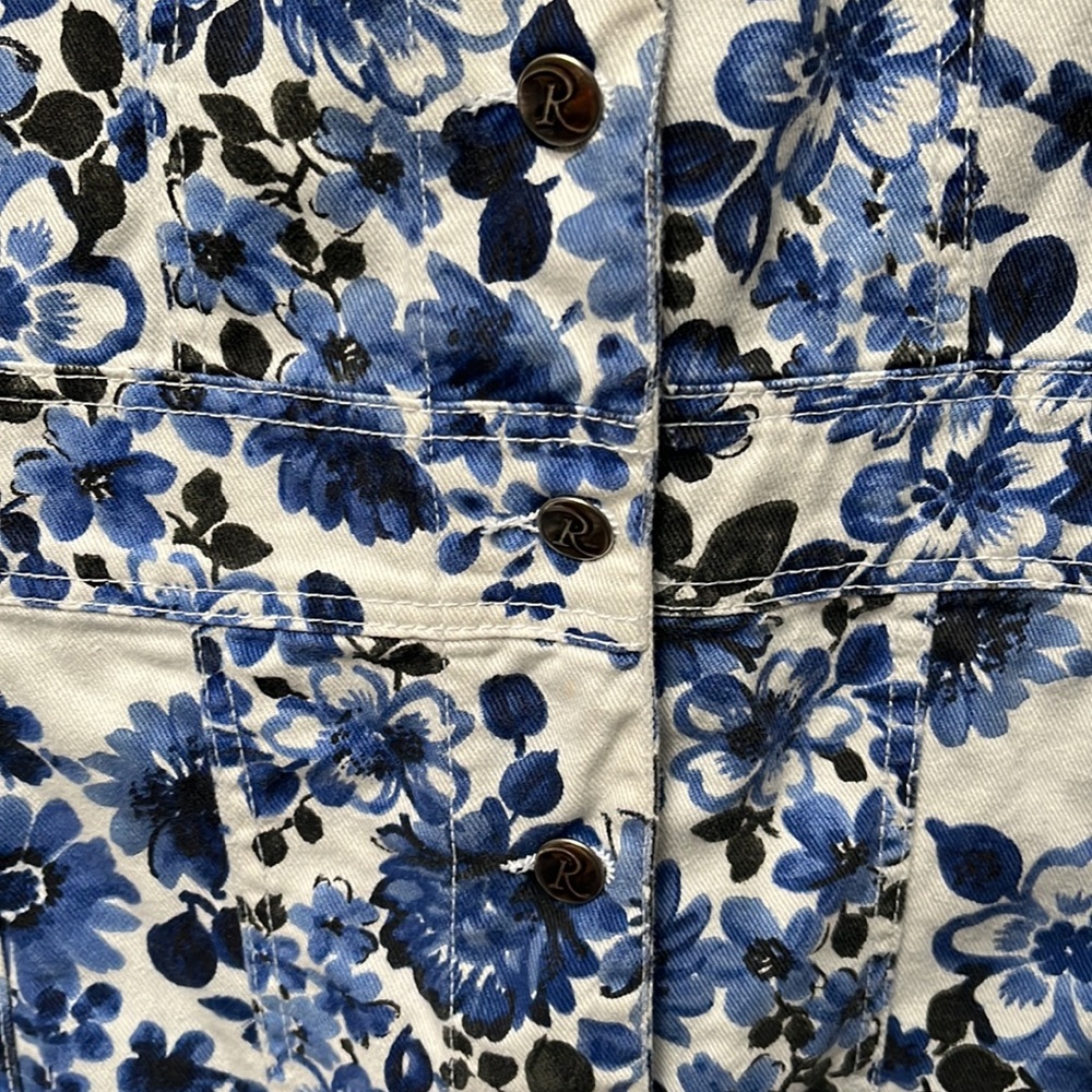 Roaman’s Blue & White Floral Denim Jacket 16W - Picture 9 of 15